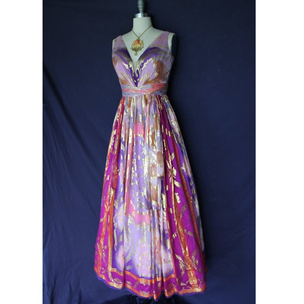 Elegant Purple and Gold Evening Gown - Picture 4 of 11